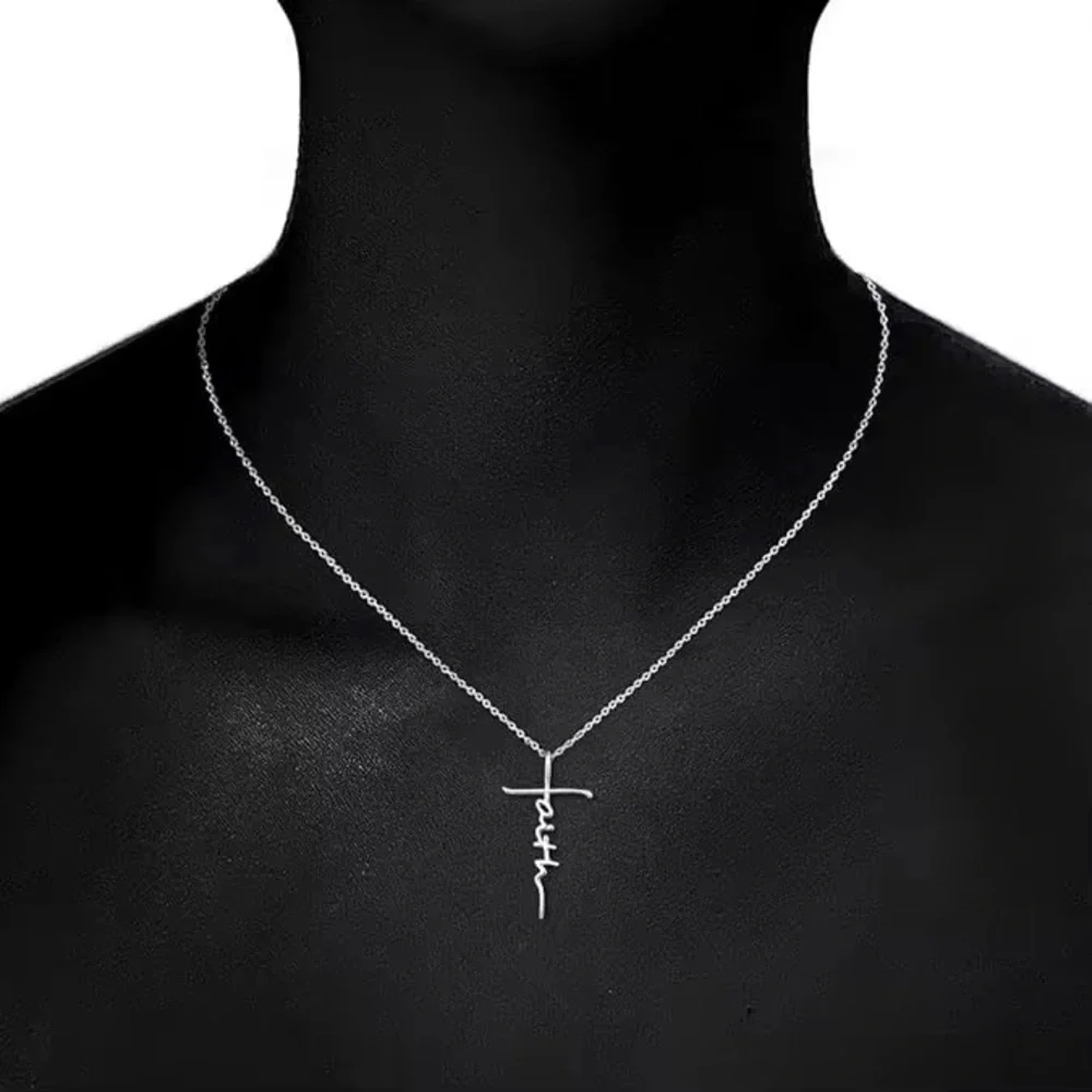 Silver Faith Spiritual God Stainless Steel Waterproof Necklace Church Christian